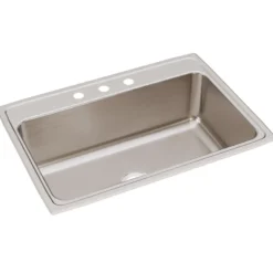 Elkay Lustertone 31" Stainless Steel Kitchen Sink, 18 Gauge, Lustrous Satin, 3 Faucet Hole, DLR3122103