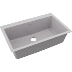 Elkay Quartz Classic 33" Drop In/Topmount Quartz Kitchen Sink, Greystone, 5 Pre-scored Faucet Holes, ELGR13322GS0
