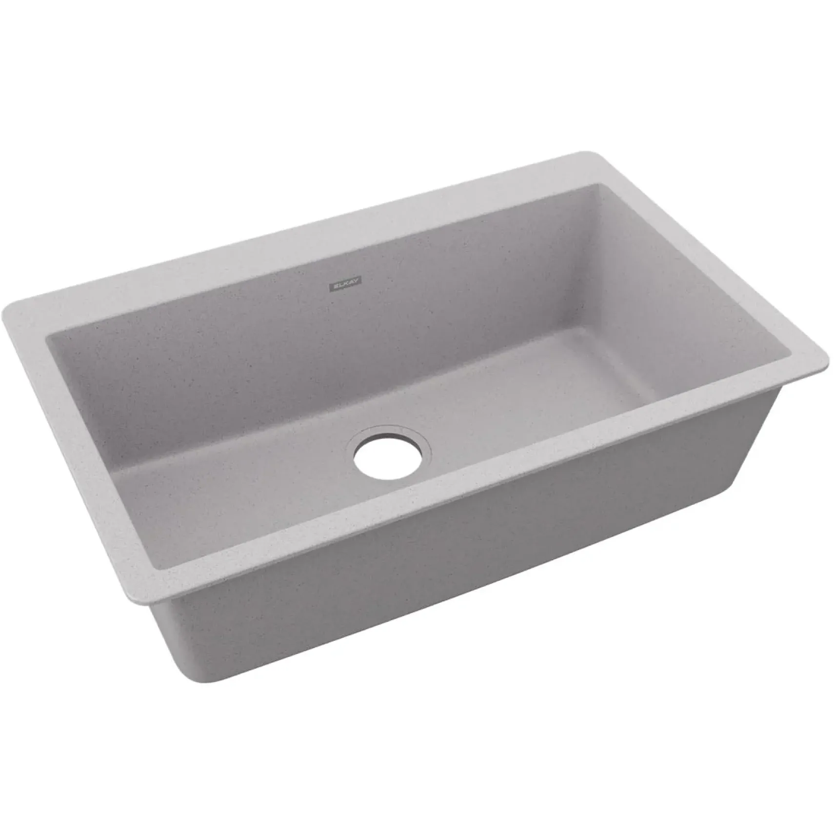 Elkay Quartz Classic 33" Drop In/Topmount Quartz Kitchen Sink, Greystone, 5 Pre-scored Faucet Holes, ELGR13322GS0