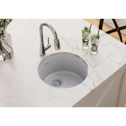 Elkay Quartz Classic 18" Dual Mount Quartz Kitchen Sink, Single Bowl, Greystone, ELG16FBGS0