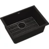 Elkay Quartz Classic 25" Undermount Quartz Kitchen Sink Kit, Black, ELGU2522BK0C
