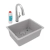 Elkay Quartz Classic 25" Undermount Quartz Kitchen Sink Kit with Faucet, Single Bowl Greystone, ELGU2522GS0FLC