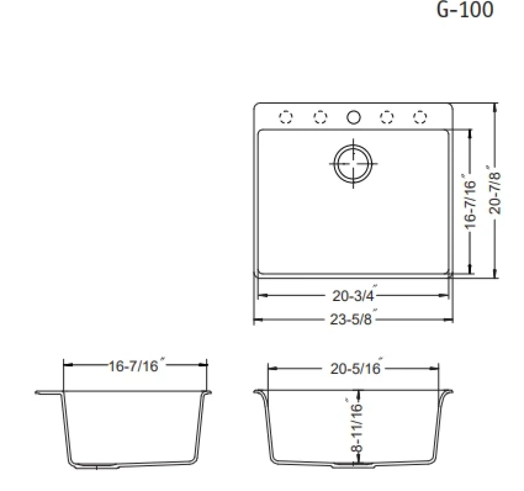 Houzer 24" Composite Granite Topmount Single Bowl Kitchen Sink, Biscuit, G-100 SAND