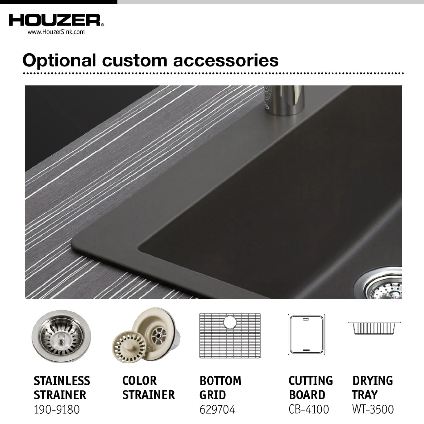 Houzer 24" Composite Granite Topmount Single Bowl Kitchen Sink, Biscuit, G-100 SAND