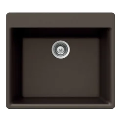 Houzer 24" Composite Granite Topmount Single Bowl Kitchen Sink, Brown, G-100 MOCHA