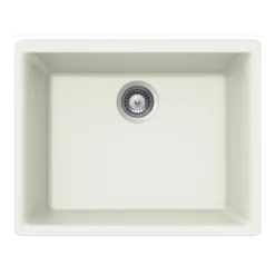 Houzer 24" Composite Granite Undermount Single Bowl Kitchen Sink, White, G-100U CLOUD