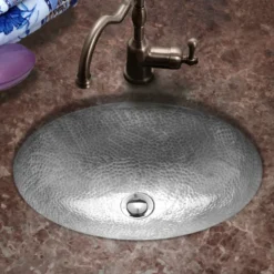 Houzer 21" Copper Flat Lip Bathroom Sink, Pewter, HW-ELI2EF