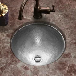 Houzer 15" Copper Flat Lip Bathroom Sink, Pewter, HW-CLA2RF