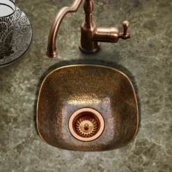 Houzer 13" Copper Flat Lip Hammerwerks Bar/Prep Sink, HW-SCH1BF