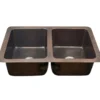 Houzer 34" Copper Undermount Double Bowl Kitchen Sink, HW-CHA12