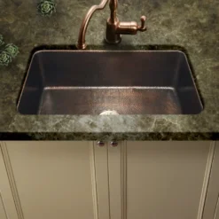 Houzer 32" Copper Undermount Large Single Bowl Kitchen Sink, HW-CHA11