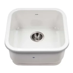 Houzer 19" Fireclay Undermount Bar Sink, White, Platus Series, PTB-1919 WH