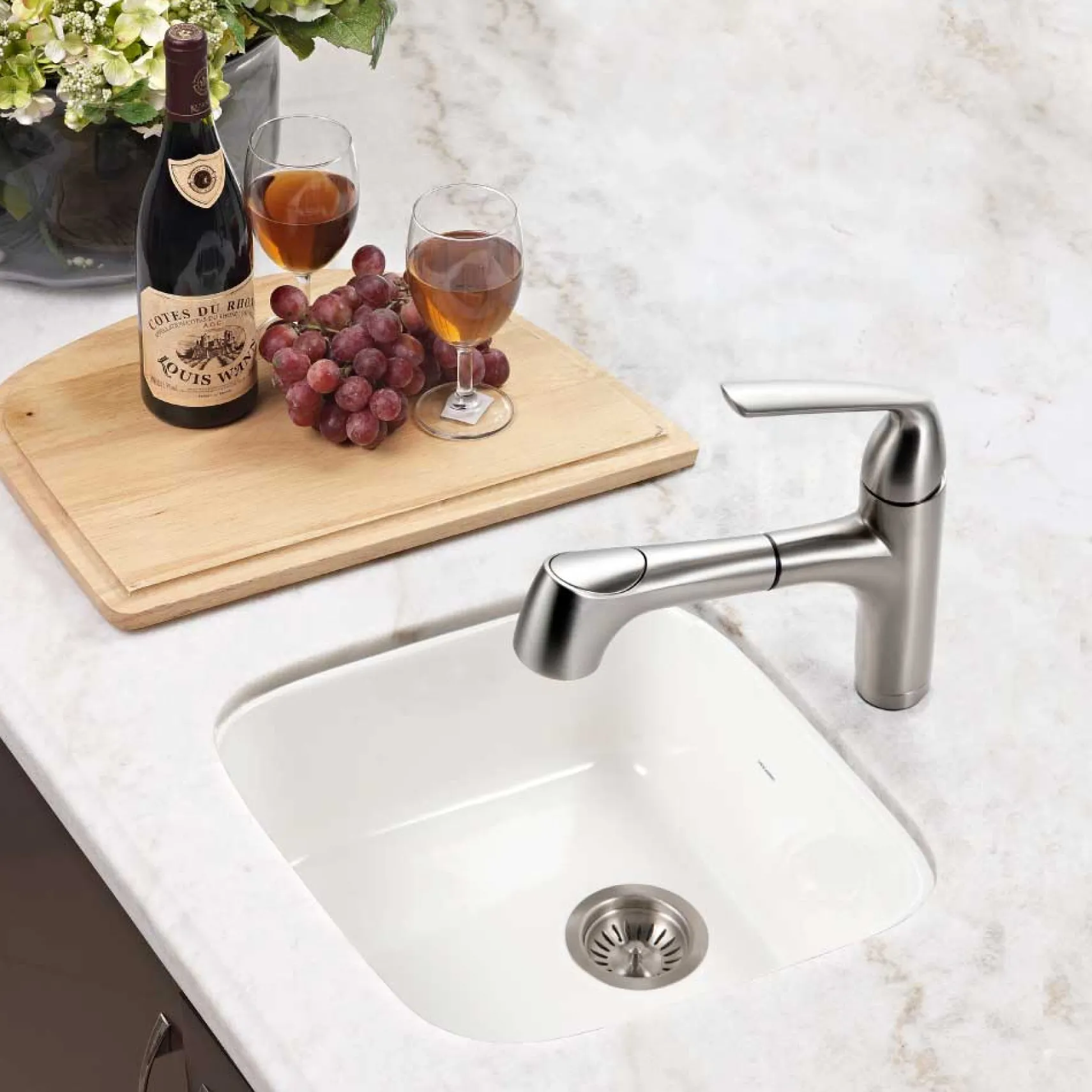 Houzer 19" Fireclay Undermount Bar Sink, White, Platus Series, PTB-1919 WH