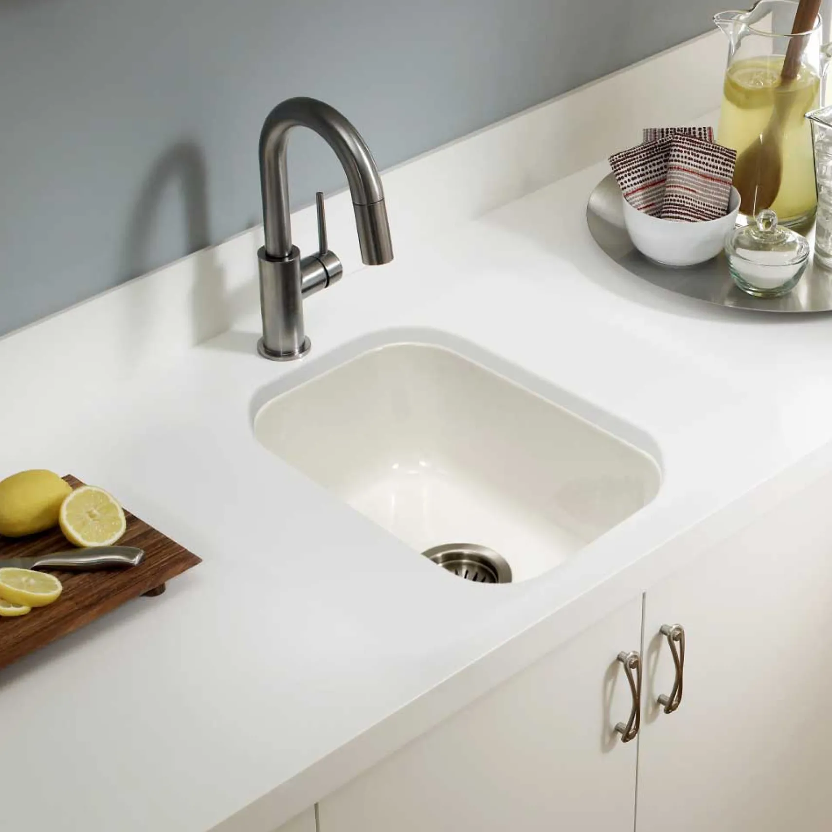 Houzer 12" Fireclay Undermount Bar Sink, Biscuit, Platus Series, PTB-1318 BQ