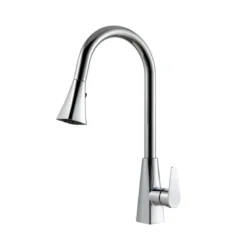 Houzer 1.75 GPM Catori Series Polished Chrome Single Handle Pull-Out Kitchen Faucet - Brass, CAT-172-PC