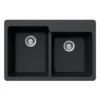 Houzer 33" Granite Topmount 60/40 Double Bowl Kitchen Sink, Black, M-175 MIDNITE