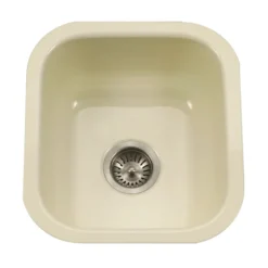 Houzer 16" Porcelain Enamel Steel Undermount Bar/Prep Sink, Biscuit, PCB-1750 BQ