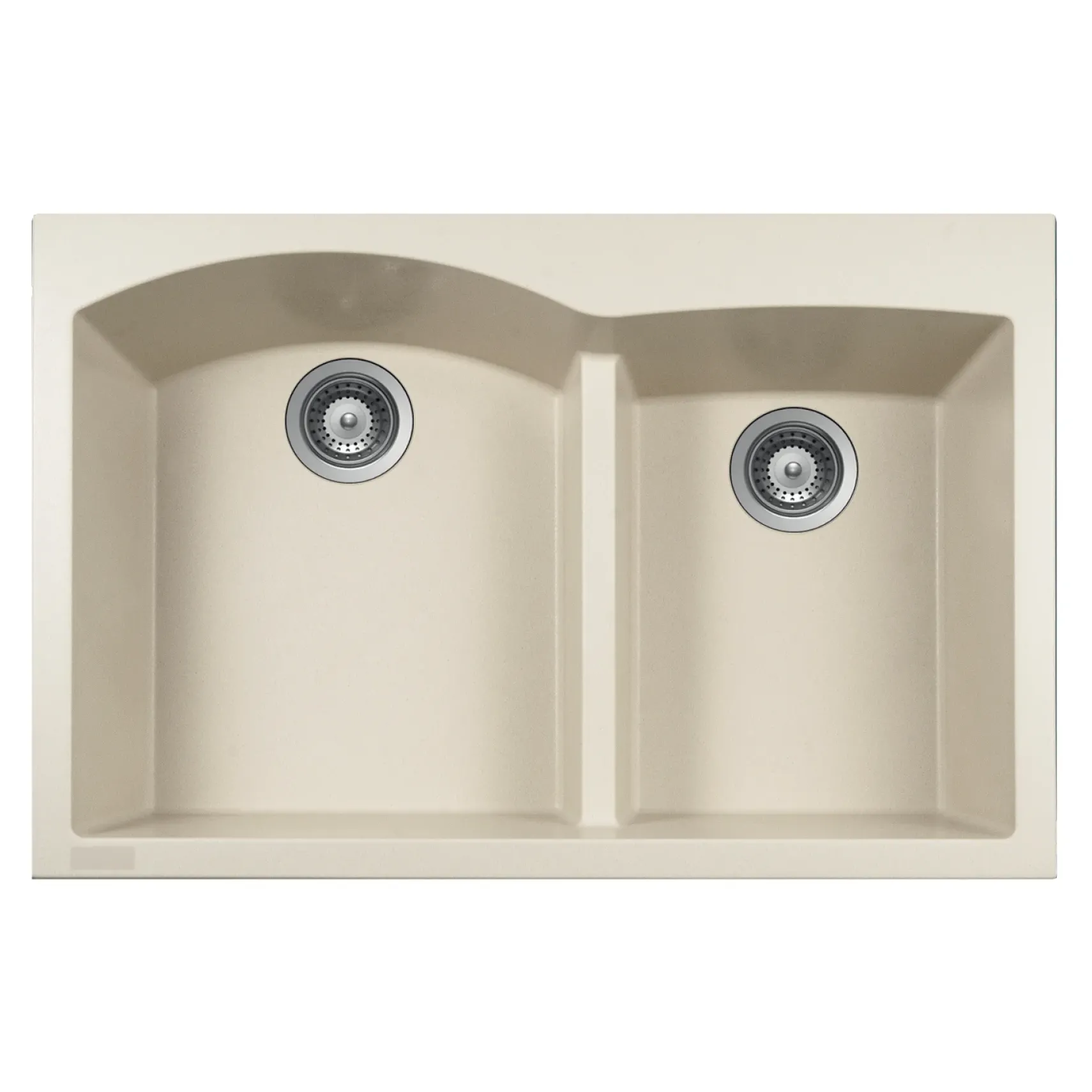 Houzer 33" Quartztone 33 Linen Cloud Drop-in Topmount 60/40 Double Bowl Granite Kitchen Sink - Granite Composite, P-175 LINEN