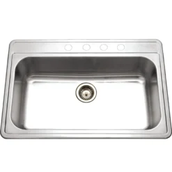 Houzer 33" Stainless Steel Topmount Large Single Bowl Kitchen Sink, 18 Gauge, PGS-3122-4-1