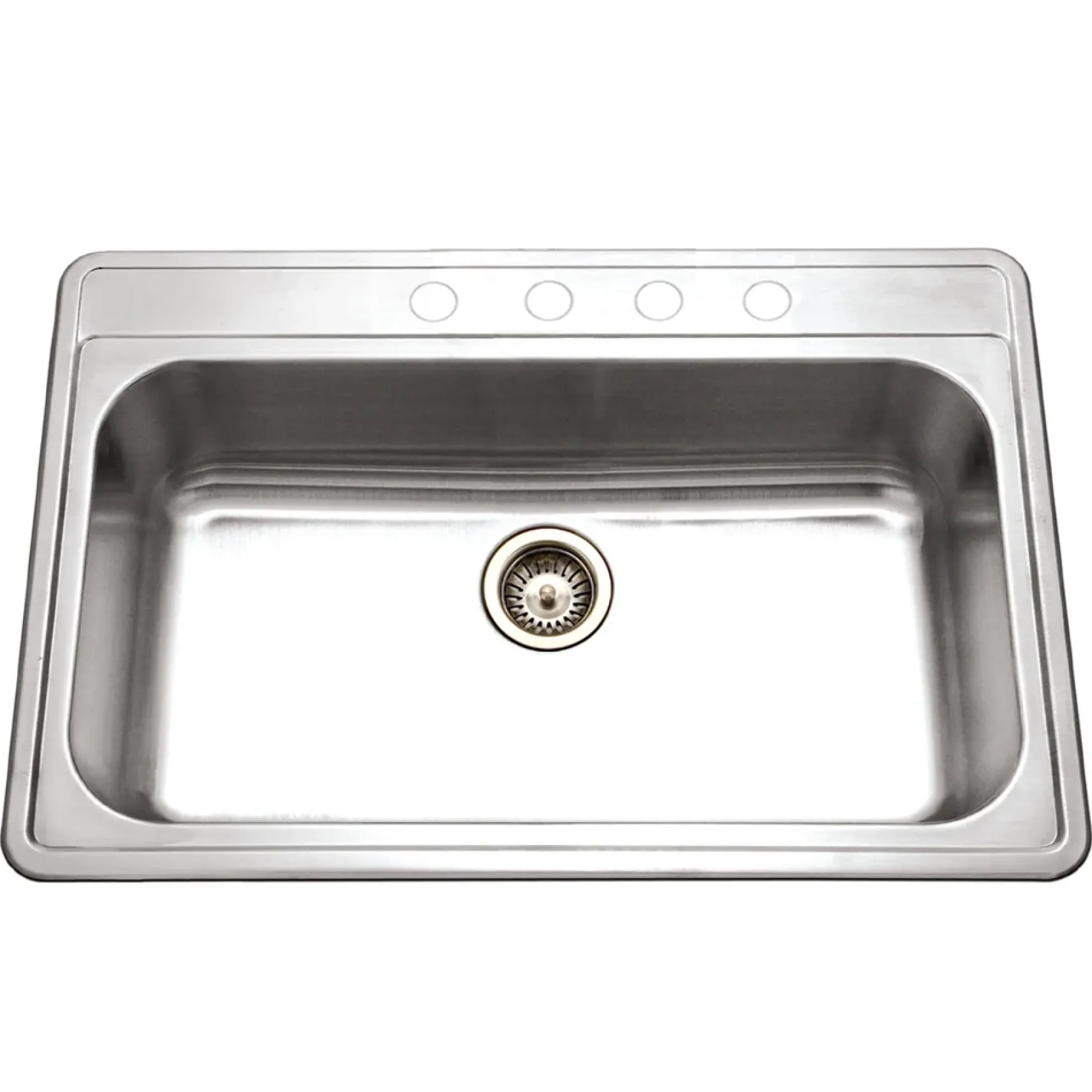 Houzer 33" Stainless Steel Topmount Large Single Bowl Kitchen Sink, 18 Gauge, PGS-3122-4-1