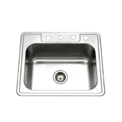 Houzer 25" Stainless Steel Topmount Single Bowl Kitchen Sink, 18 Gauge, 2522-9BS4-1