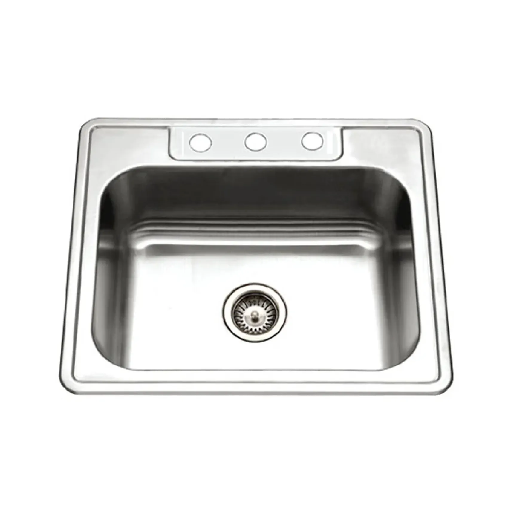 Houzer 25" Stainless Steel Topmount Single Bowl Kitchen Sink, 20 Gauge, 2522-8BS3-1