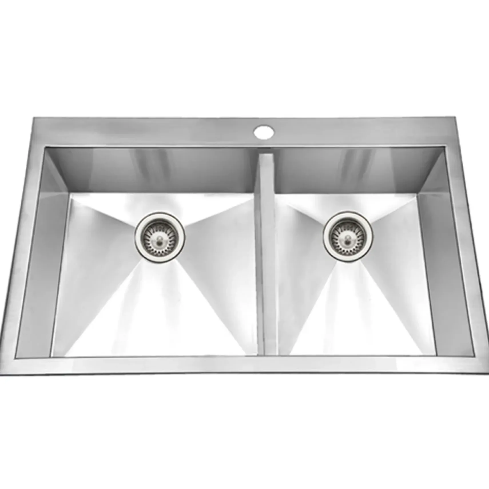 Houzer 33" Stainless Steel Topmount Zero Radius Double Bowl Kitchen Sink, 18 Gauge, BCD-3322