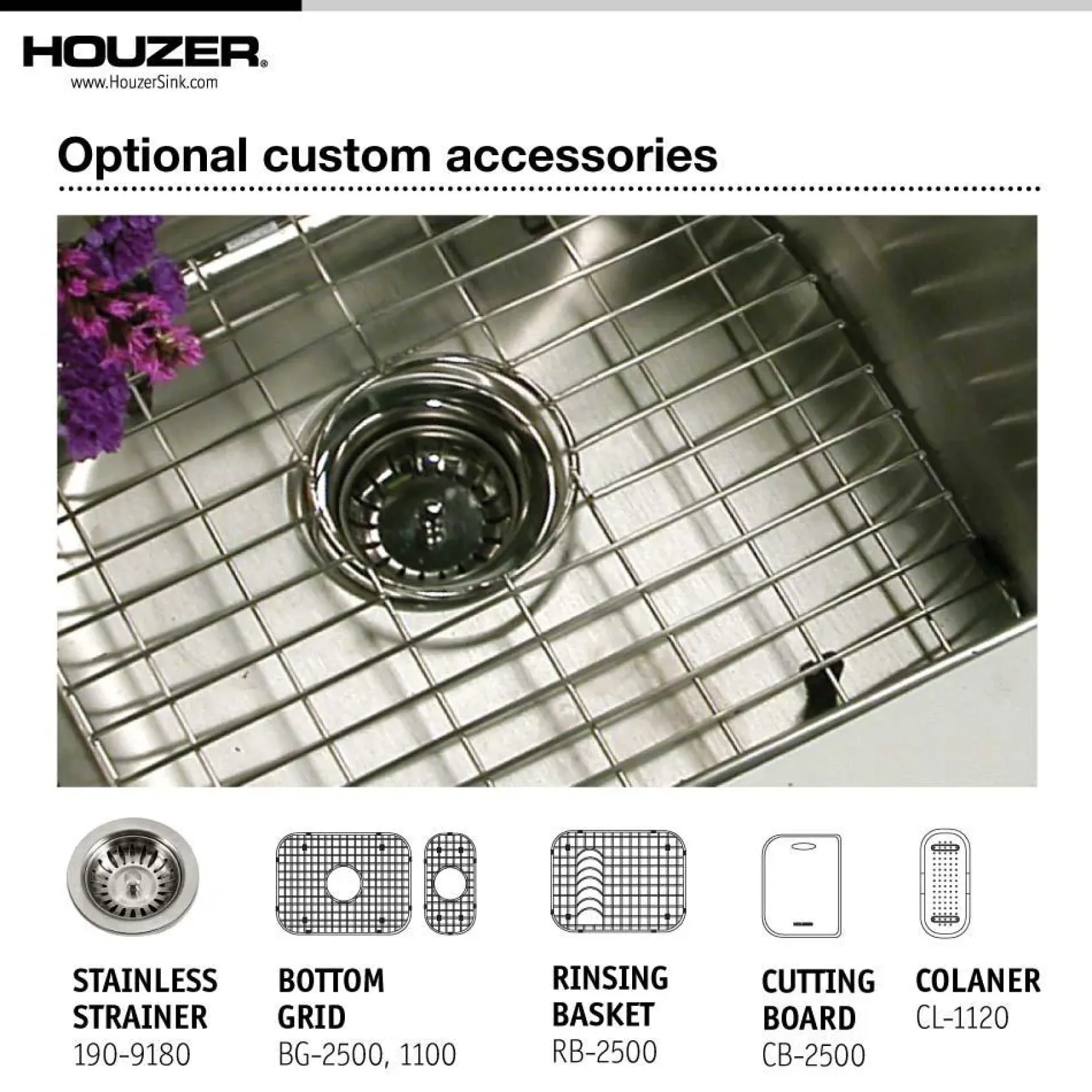Houzer 33" Stainless Steel Topmount 80/20 Double Bowl Kitchen Sink, 20 Gauge, LHD-3322-1