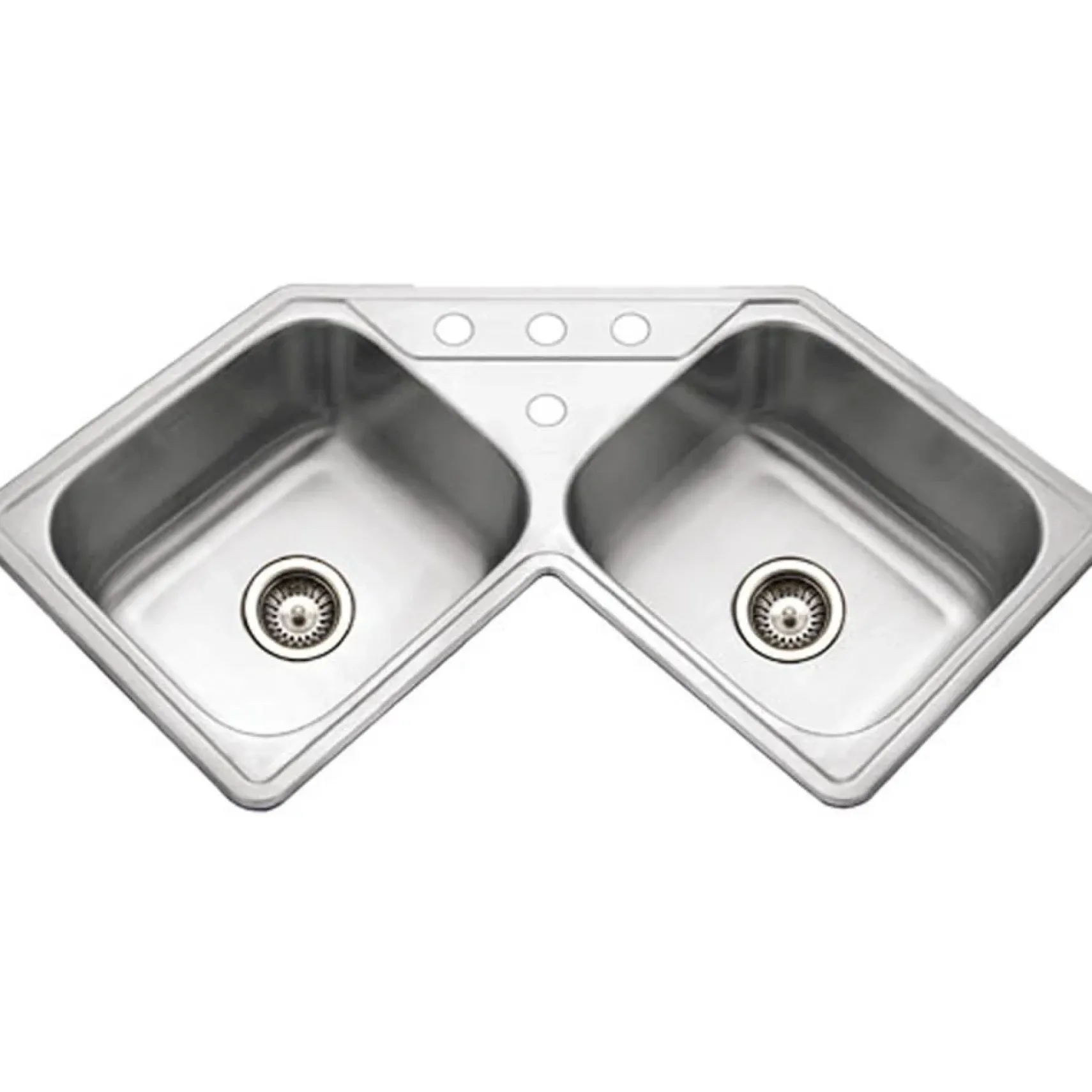 Houzer 32" Stainless Steel Topmount Legend Corner Bowl Kitchen Sink, 20 Gauge, LCR-3221-1
