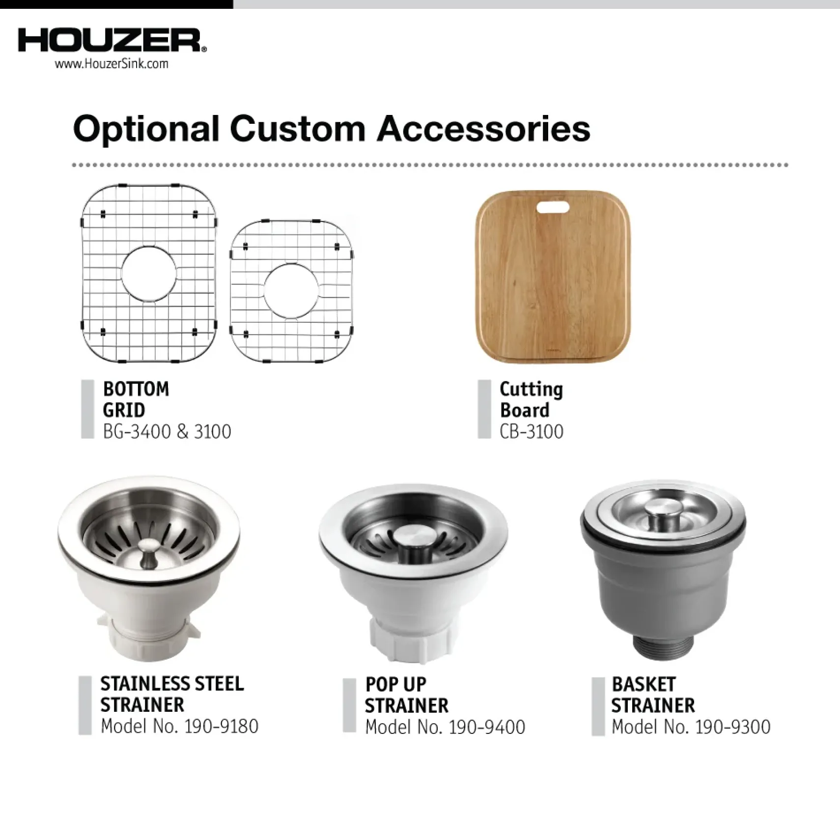 Houzer 33" Stainless Steel Topmount 60/40 Double Bowl Kitchen Sink, 20 Gauge, ISL-3322BS3-1
