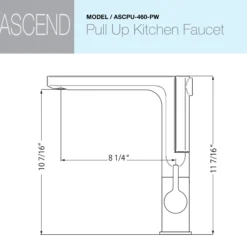 Houzer Ascend 1.75 GPM Lever Brass Kitchen Faucet, Pull Up, Pewter, ASCPU-460-PW