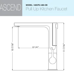Houzer Ascend Integrated Pull Up Kitchen Faucet Rubbed Bronze, ASCPU-460-OB