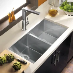 Houzer Ascend Integrated Pull Up Kitchen Faucet Brushed Nickel, ASCPU-460-BN