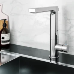 Houzer Ascend Integrated Pull Up Kitchen Faucet Brushed Nickel, ASCPU-460-BN