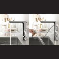Houzer Ascend Integrated Pull Up Kitchen Faucet with CeraDox Technology Polished Chrome, ASCPU-460-PC