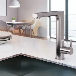 Houzer Ascend Pull Out Kitchen Faucet with CeraDox Technology Polished Chrome, ASCPO-460-PC