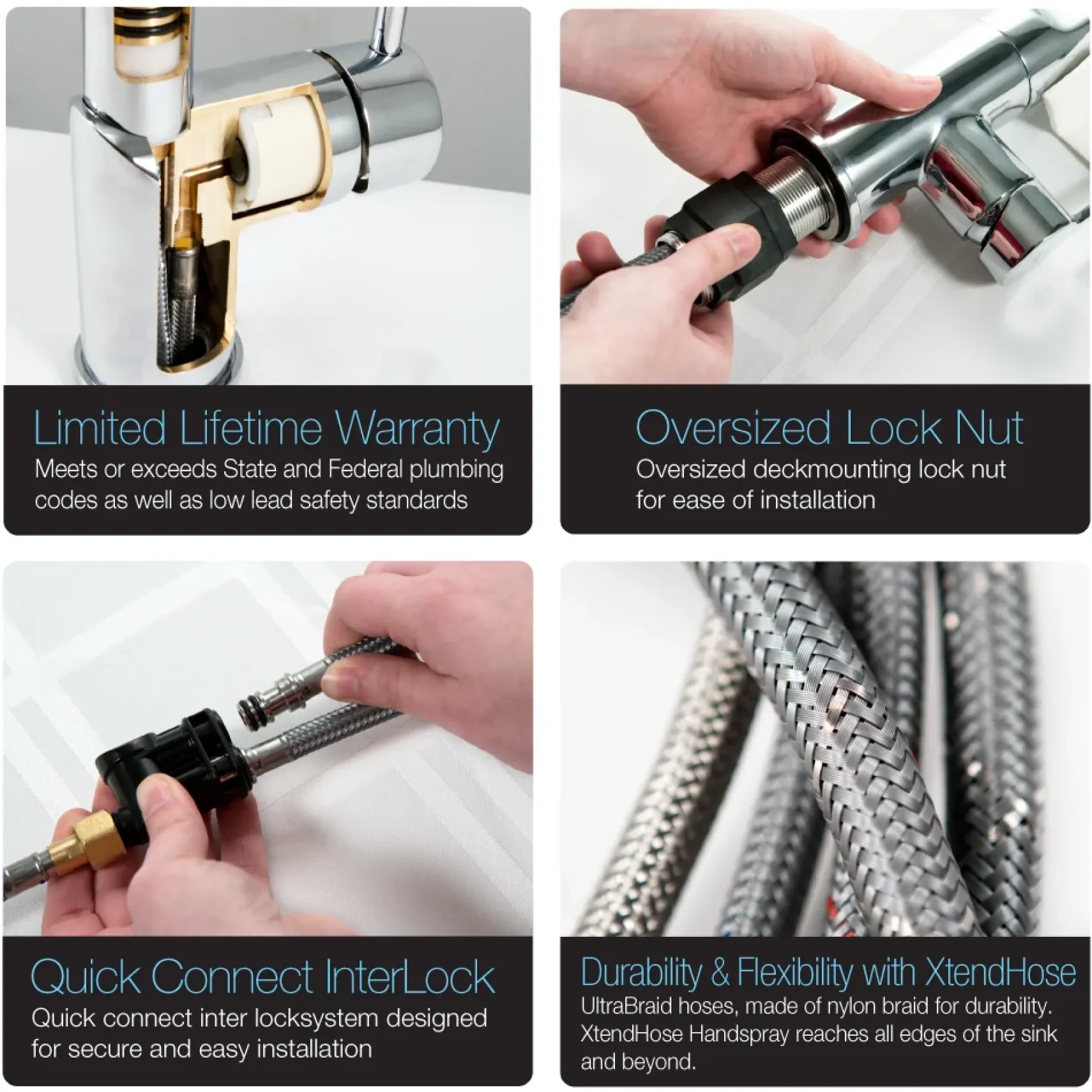 Houzer Ascend Pull Out Kitchen Faucet with CeraDox Technology Polished Chrome, ASCPO-460-PC