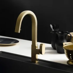 Houzer Azura Hidden Pull Down Kitchen Faucet with CeraDox Technology Polished Chrome, AZUPD-968-PC