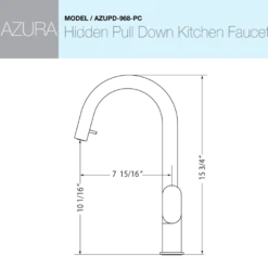 Houzer Azura Hidden Pull Down Kitchen Faucet with CeraDox Technology Polished Chrome, AZUPD-968-PC