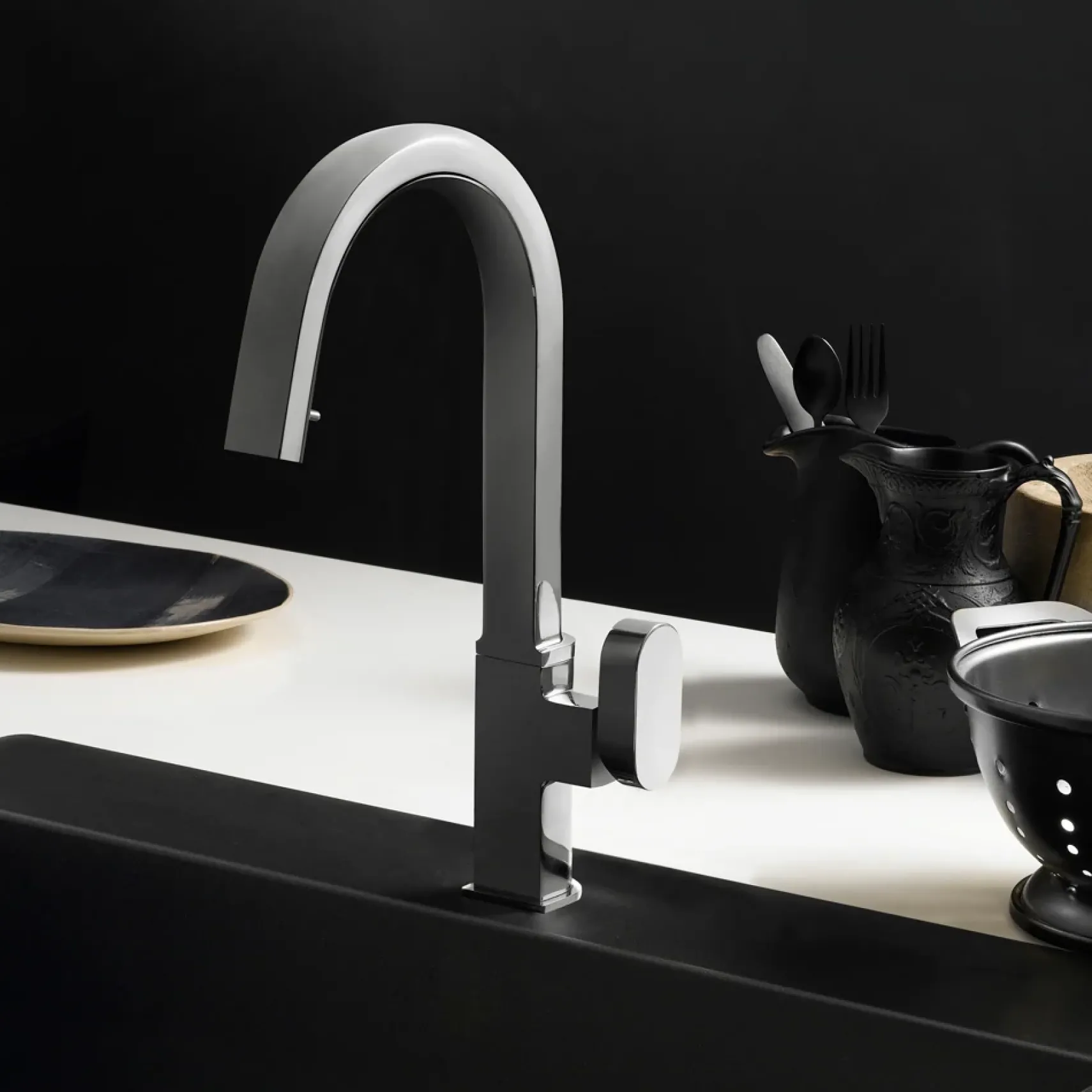 Houzer Azura Hidden Pull Down Kitchen Faucet Brushed Nickel, AZUPD-968-BN