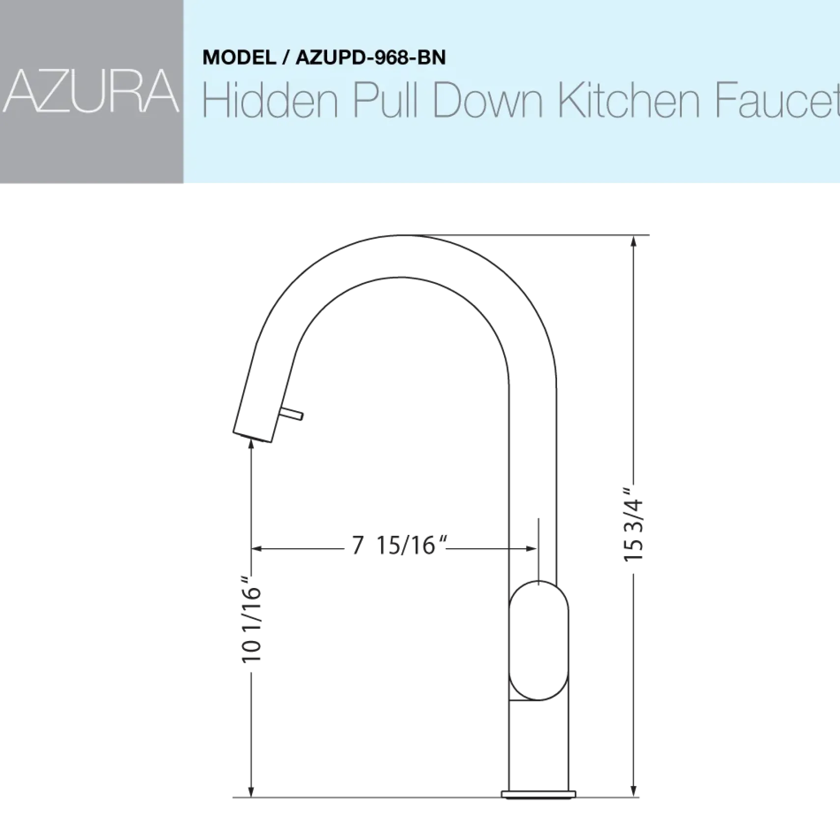 Houzer Azura Hidden Pull Down Kitchen Faucet Brushed Nickel, AZUPD-968-BN