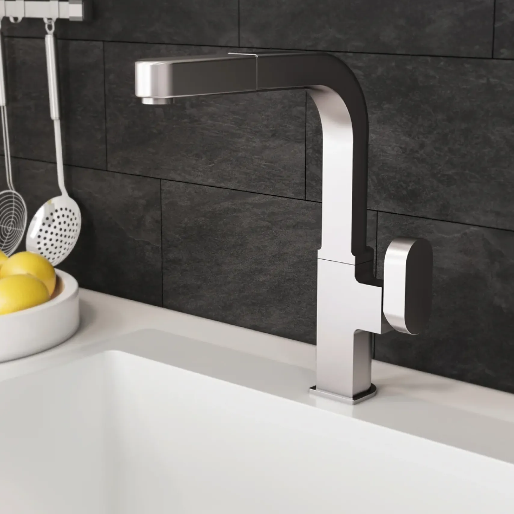 Houzer Azura Pull Out Kitchen Faucet with CeraDox Technology Polished Chrome, AZUPO-965-PC