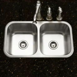 Houzer Belleo 18" Drop In/Topmount Stainless Steel Kitchen Sink, 50/50 Double Bowl, 18 Gauge, BSD-3209