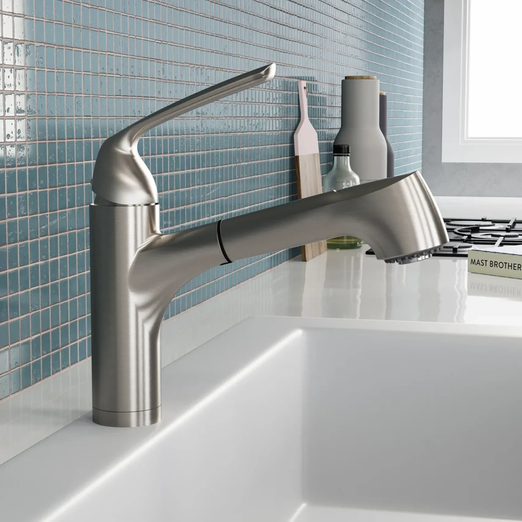 Houzer Calia Pull Out Kitchen Faucet with CeraDox Technology Polished Chrome, CALPO-561-PC