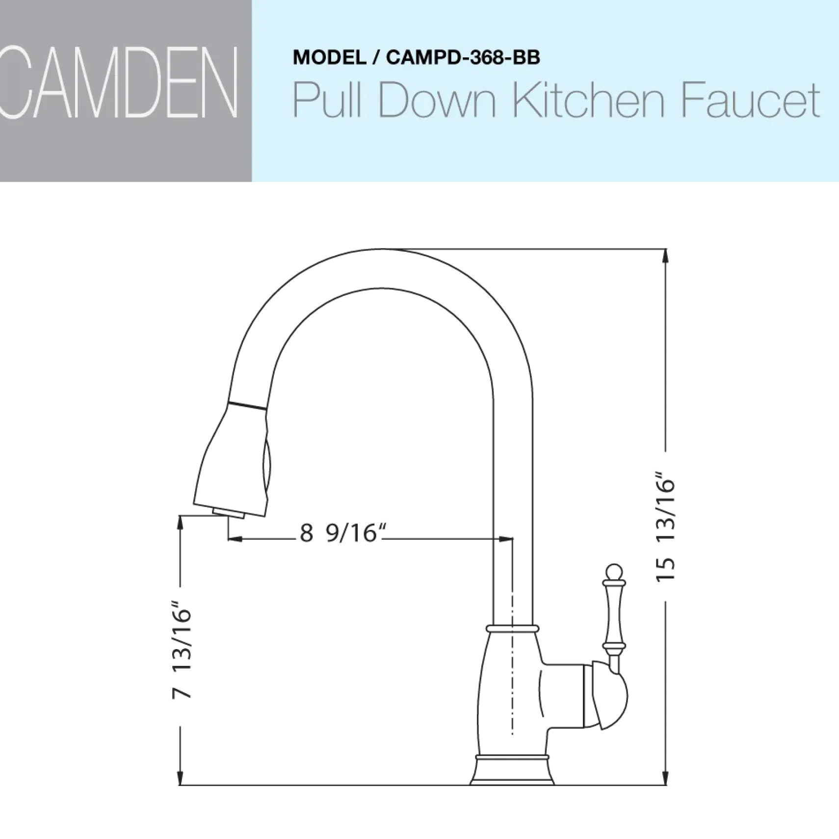 Houzer Camden Pull Down Kitchen Faucet Brushed Brass, CAMPD-368-BB