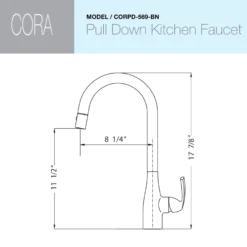 Houzer Cora Pull Down Kitchen Faucet Brushed Nickel, CORPD-569-BN