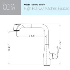 Houzer Cora Pull Out Kitchen Faucet Brushed Nickel, CORPO-554-BN