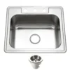 Houzer Glowtone 25" Stainless Steel Drop-in Topmount 3-hole Single Bowl 9 inch Deep Kitchen Sink with Strainer - 18 Gauge, 2522-9BS3-C