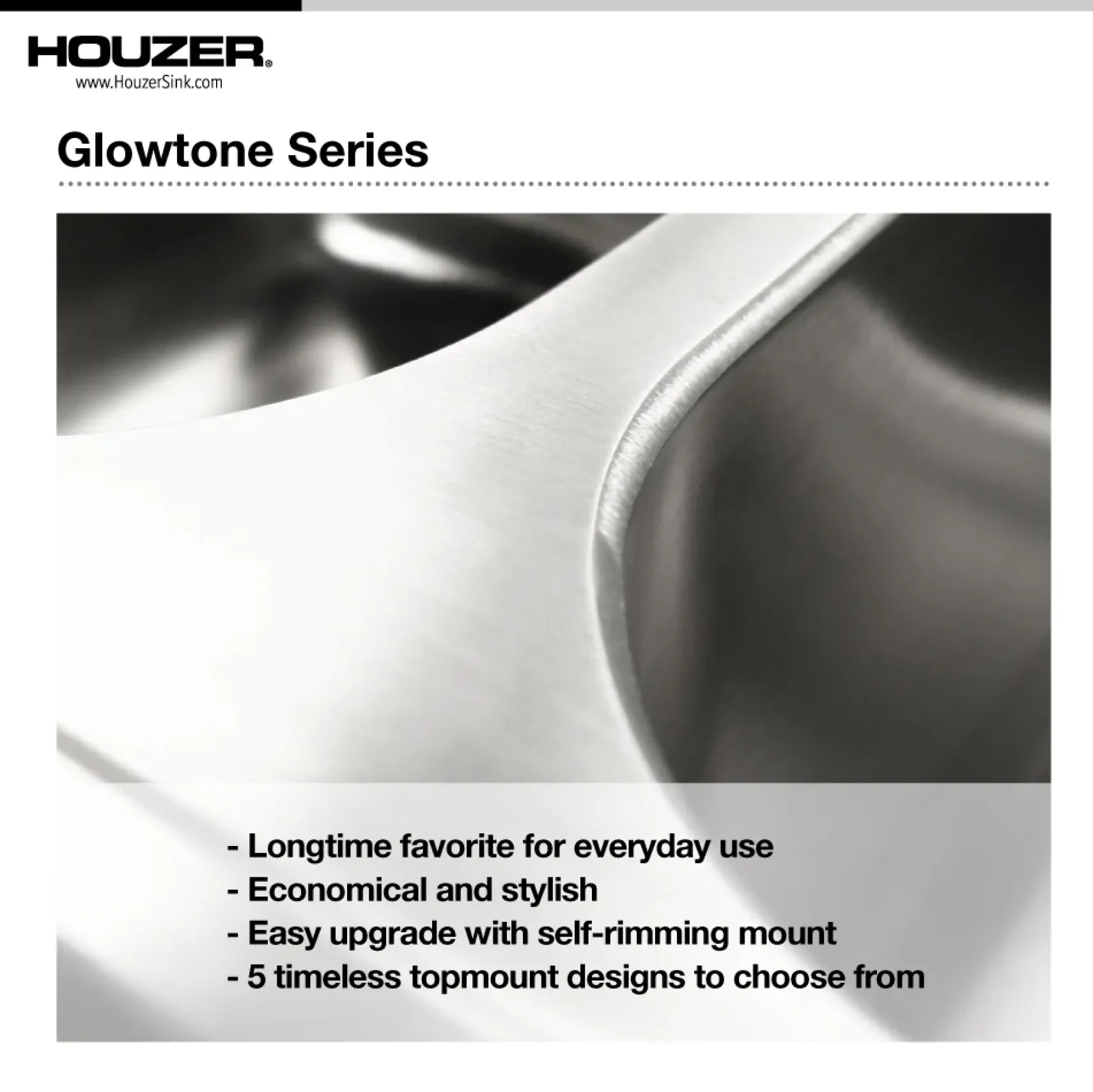 Houzer Glowtone 33" Stainless Steel Topmount 1-hole 60/40 Double Bowl Kitchen Sink Strainers & Grids - 20 Gauge, ISL-3322BS1-C