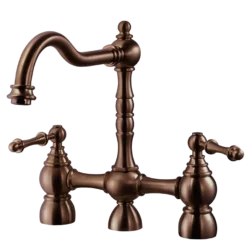Houzer Lexington Bridge Kitchen Faucet with Sidespray Antique Copper, LEXBS-956-AC